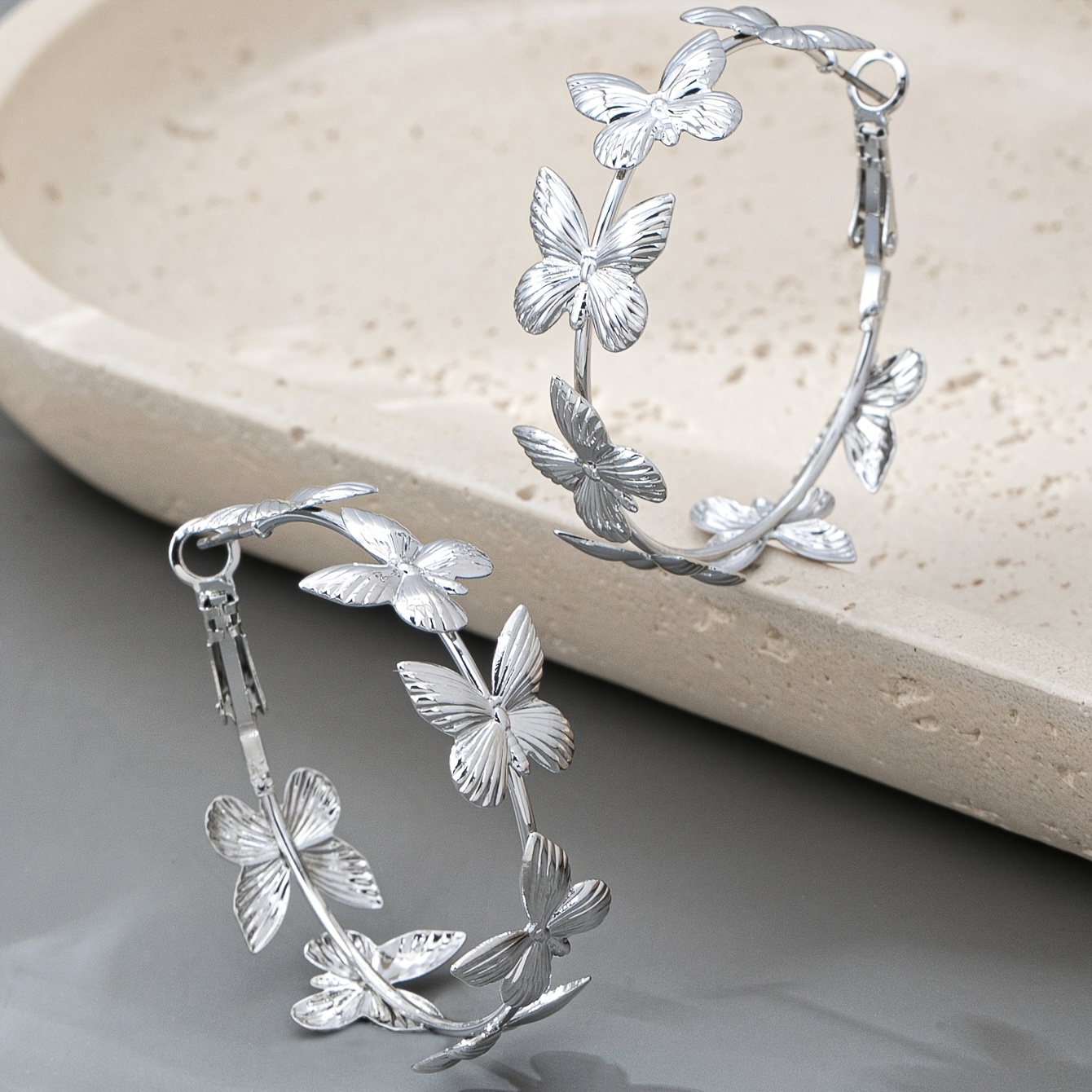 Geometric Simple Butterfly Hoop Earrings